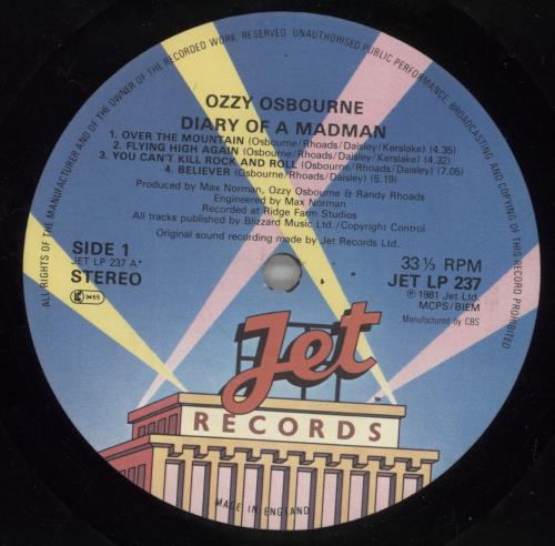 Ozzy Osbourne Diary Of A Madman UK vinyl LP album (LP record) (180417)